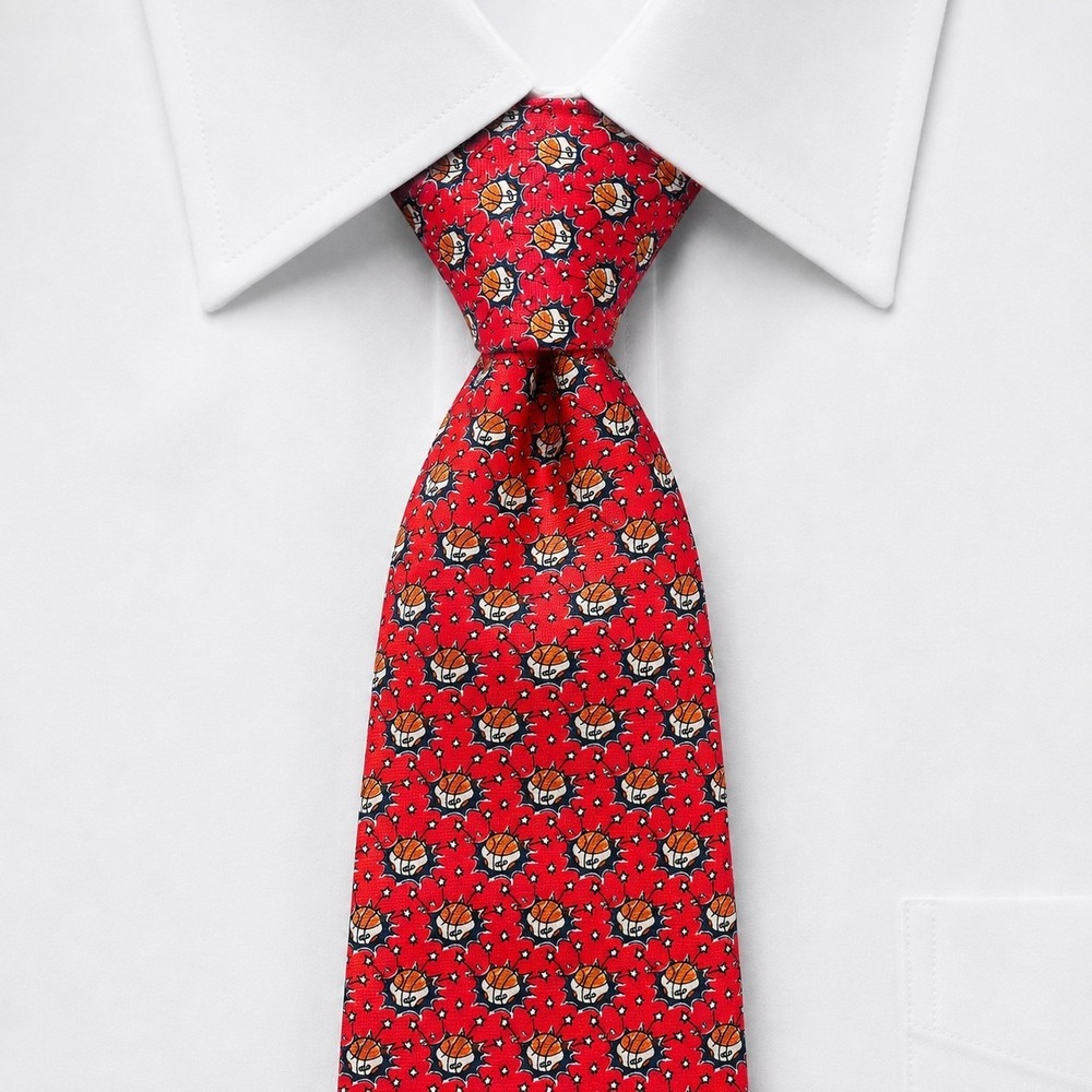 The V Foundation 60" Necktie Mens Red Silk Basketball Dick Vitale *Flaw